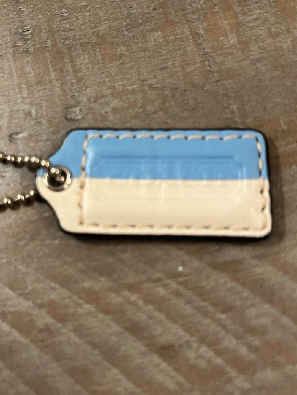 Coach Blue and Cream Leather Hang Tag